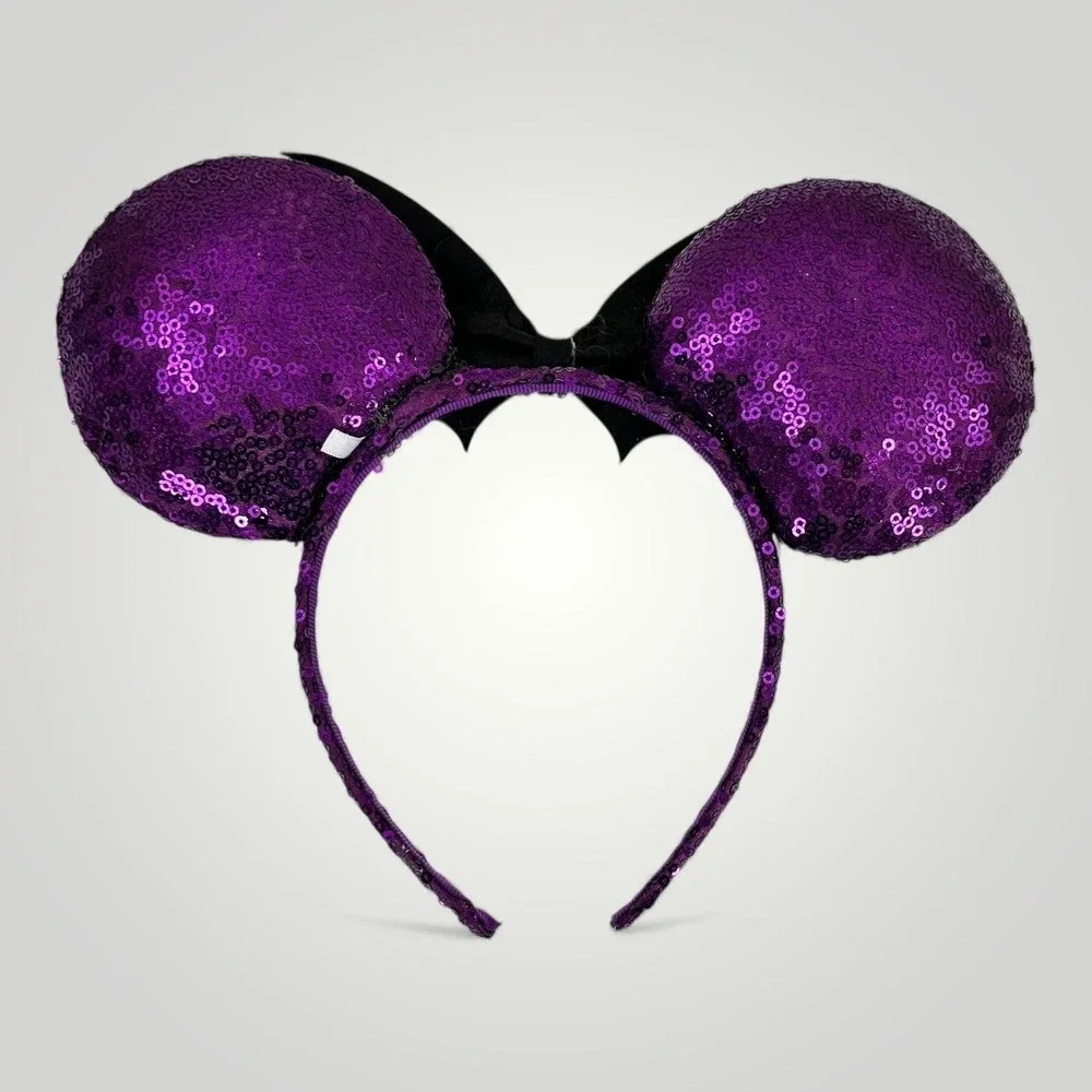 LOT OF 3 Disney Halloween Minnie Mouse Ear Headband Spiderweb Bat Stripes Sequin